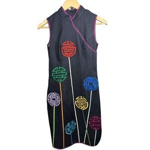 CHULA Women's Colorful Hanoi Circles Patchwork Denim Mini Dress Blue Extra Small